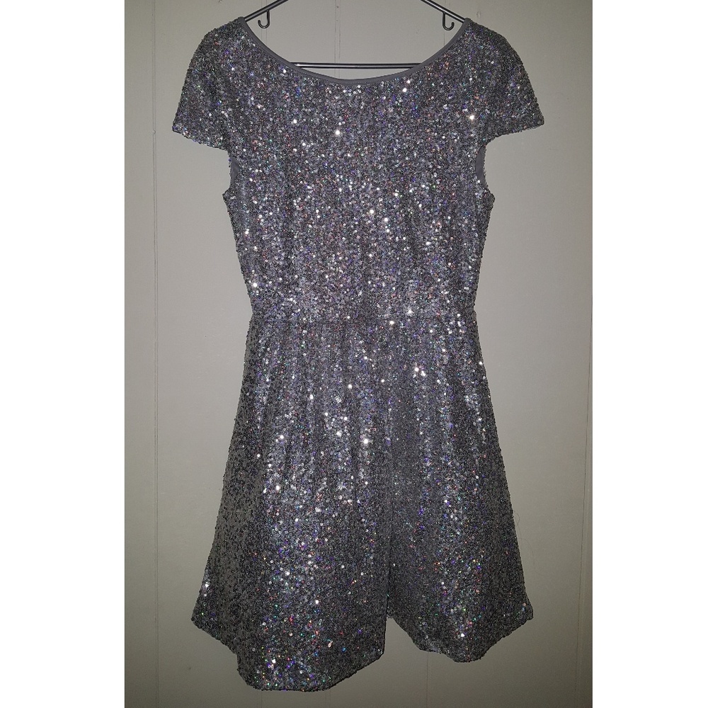 Short silver sequin dress
